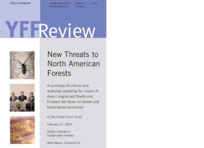 Issue Summary  A Yale Forest Forum Series Publication  Volume 6