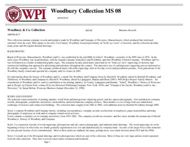 Woodbury Collection MS[removed]Woodbury & Co. Collection  MS 08