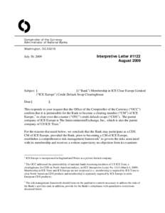 O Comptroller of the Currency Administrator of National Banks Washington, DC[removed]Interpretive Letter #1122