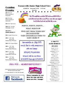 Coming Events: Farmersville Junior High School News 501 HWY 78N