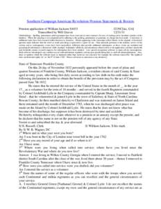 Southern Campaign American Revolution Pension Statements & Rosters Pension application of William Jackson S4433 Transcribed by Will Graves f21NC[sic, GA[removed]