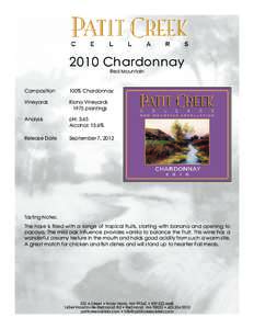 2010 Chardonnay Red Mountain Composition  100% Chardonnay