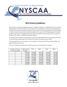 2014 Poverty Guidelines Sec on[removed]of the Omnibus Budget Reconcilia on Act (OBRA) of[removed]U.S.C[removed]requires the Secretary of the Department of Health and Human Services to update the poverty guidelines at l