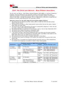 2007 No Child Left Behind – Blue Ribbon Nominations