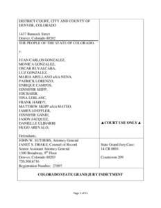 DISTRICT COURT, CITY AND COUNTY OF DENVER, COLORADO 1437 Bannock Street Denver, Colorado[removed]THE PEOPLE OF THE STATE OF COLORADO, v.