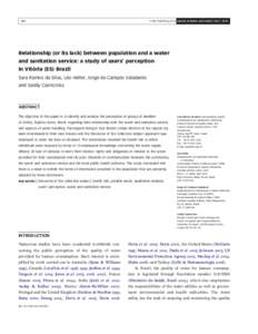 Q IWA Publishing 2010 Journal of Water and Health | 08.4 | Relationship (or its lack) between population and a water and sanitation service: a study of users’ perception
