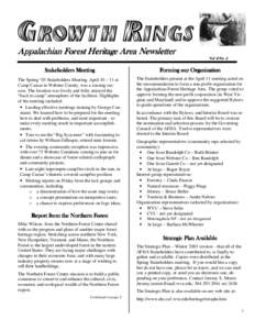 Growth Rings Heriitage Area Newsletter! Appalachian Forest Her Vol 2 No 2