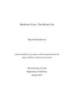 Mushroom Toxins - The Meixner Test  Marcin Fiedziukiewicz