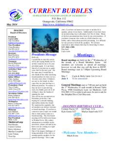 CURRENT BUBBLES NEWSLETTER OF DOLPHIN DIVERS OF SACRAMENTO