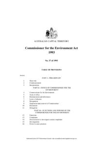 AUSTRALIAN CAPITAL TERRITORY  Commissioner for the Environment Act 1993 No. 37 of 1993