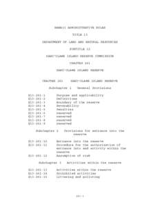 HAWAII ADMINISTRATIVE RULES TITLE 13 DEPARTMENT OF LAND AND NATURAL RESOURCES SUBTITLE 12 KAHO‘OLAWE ISLAND RESERVE COMMISSION CHAPTER 261