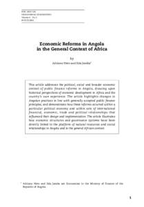 ISSN[removed]OECD JOURNAL ON BUDGETING Volume 6 – No. 2 © OECD[removed]Economic Reforms in Angola