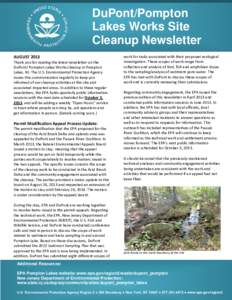 DuPont/Pompton Lakes Works Site Cleanup Newsletter AUGUST[removed]Thank you for reading the latest newsletter on the