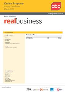 Online Property Activity Certificate March 2015 Setting the standard  Real Business