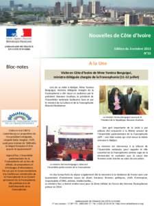 Nouvelles de Côte d’Ivoire Edition du 3 octobre 2013 N°22 Bloc-notes