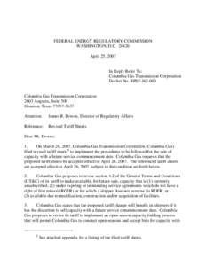 Energy / Natural gas / Gas Transmission Northwest / NiSource / Columbia Gas Transmission / Columbia Gulf Transmission / Federal Energy Regulatory Commission