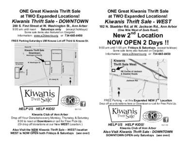 ONE Great Kiwanis Thrift Sale at TWO Expanded Locations! ONE Great Kiwanis Thrift Sale at TWO Expanded Locations!