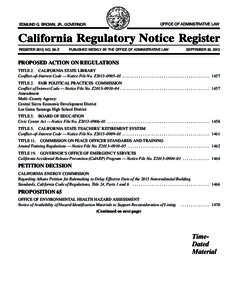 California Regulatory Notice Register 2013, Volume No. 38-Z