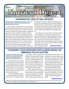 Nutrient Management Newsletter for the Western U.S. A publication of the WERA-103 Committee* V O L U M E  3 ,