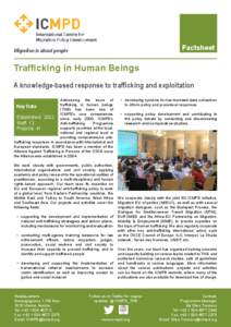 Factsheet  Migration is about people Trafficking in Human Beings A knowledge-based response to trafficking and exploitation