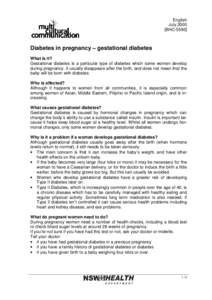 Diabetes in pregnancy – gestational diabetes (English)