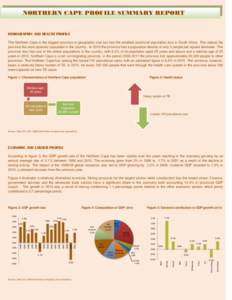 NORTHERN CAPE PROFILE SUMMARY REPORT  DEMOGRAPHIC AND HEALTH PROFILE The Northern Cape is the biggest province in geographic size but has the smallest provincial population size in South Africa. This makes the province t