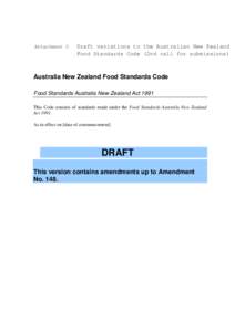 Attachment C  Draft variations to the Australian New Zealand Food Standards Code (2nd call for submissions)  Australia New Zealand Food Standards Code