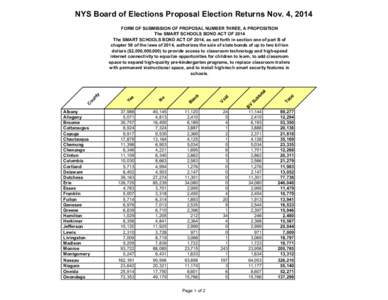 NYS Board of Elections Proposal Election Returns Nov. 4, 2014  ta l  Su