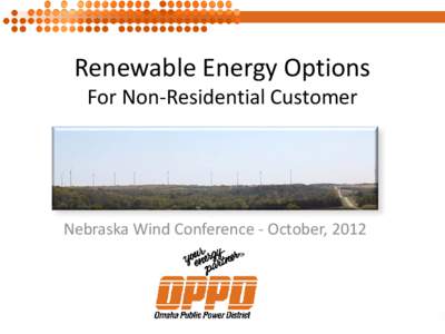 Renewable Energy Options For Non-Residential Customer Nebraska Wind Conference - October, 2012  Disclaimer