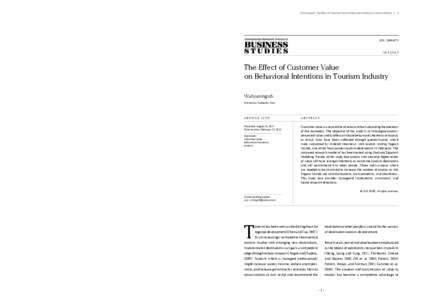 Wahyuningsih / The Effect of Customer Value on Behavioral Intentions in Tourism Industry[removed]ISSN: [removed]Vol. 5 | No. 1