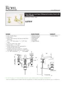 www.rohlhome.com  Three Hole Low Level Spout Widespread Lavatory Faucet with Cross Handles ROHL Perrin & Rowe® Bath