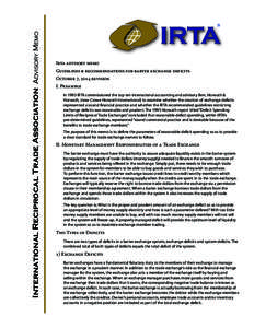 International Reciprocal Trade Association Advisory Memo  ® Irta advisory memo Guidelines & recommendations for barter exchange deficits