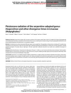 Pleistocene radiation of the serpentine-adapted genus Hesperolinon and other divergence times in Linaceae (Malpighiales)