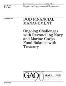 GAO[removed], DOD FINANCIAL MANAGEMENT: Ongoing Challenges with Reconciling Navy and Marine Corps Fund Balance with Treasury