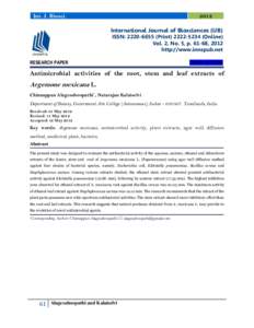 Int. J. BiosciInternational Journal of Biosciences (IJB) ISSN: PrintOnline) Vol. 2, No. 5, p, 2012