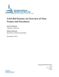GAO Bid Protests: An Overview of Time Frames and Procedures