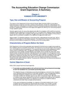 The Accounting Education Change Commiss...mmary-Chapter 3 KANSAS STATE UNIVERSITY  file:///U|/Users/JustinS/pubs/changegrant/chap3.htm The Accounting Education Change Commission Grant Experience: A Summary