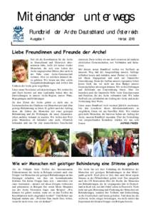 Miteinander unterwegs Rundbrief der Arche Deutschland und Österreich Ausgabe 1 Herbst 2010