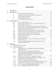 Table of Contents: 2005 DOE Hydrogen Program Annual Progress Report