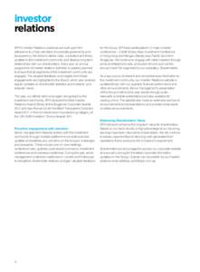 investor relations SPH’s Investor Relations practices are built upon firm adherence to a high standard of corporate governance and transparency. We strive to deliver clear, consistent and timely updates to the investme