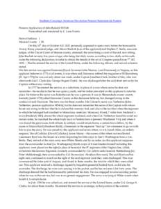 Southern Campaign American Revolution Pension Statements & Rosters Pension Application of John Buskirk S32148 Transcribed and annotated by C. Leon Harris State of Indiana } Monroe County } SS. On this 10th day of October