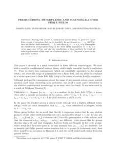 PERMUTATIONS, HYPERPLANES AND POLYNOMIALS OVER FINITE FIELDS ´ GACS, ´ ´ HEGER, ´