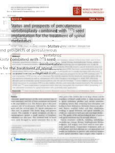 Status and prospects of percutaneous vertebroplasty combined with 125I seed implantation for the treatment of spinal metastases