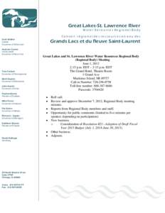 Great Lakes-St. Lawrence River Water Resources Regional Body ConseiI régional des ressources en eau des Grands Lacs et du fleuve Saint-Laurent