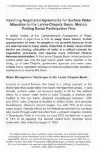 LA-OO63-Negotiations between users and agencies to rescue Lake Chapala in Mexico (Sergio Vargas, IMTA, ) Reaching Negotiated Agreements for Surface Water Allocation in the Lerma-Chapala Basin, Mexic