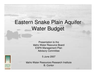 Idaho / Snake River / Water resources / Septic tank / Irrigation / Percolation / Spring / Evapotranspiration / Aquifer / Water / Hydrology / Geography of the United States