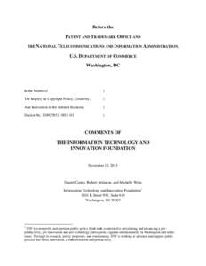 The National Telecommunications and Information Administration, U.S. Department of Commerce Filing