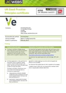 UK Good Practice Principles certificate Company:  Ve Interactive Ltd