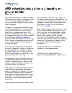 ARS scientists study effects of grazing on grouse habitat