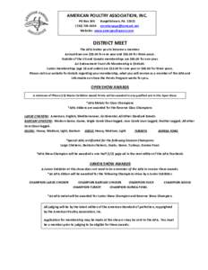 AMERICAN POULTRY ASSOCIATION, INC. PO Box 306 Burgettstown, PA3459  Website: www.amerpoultryassn.com